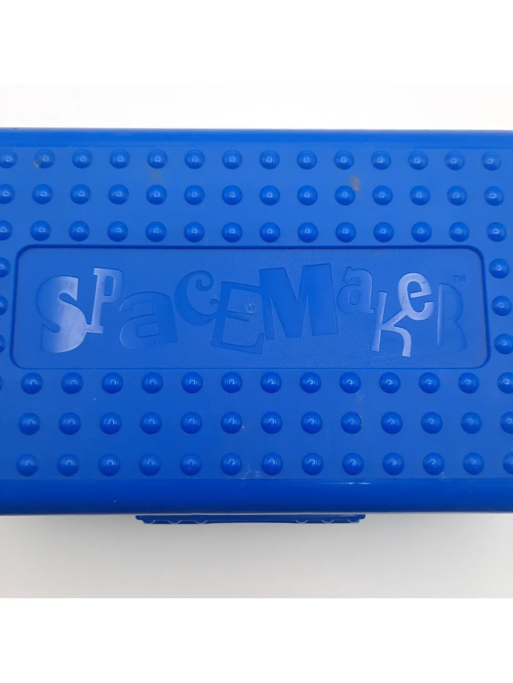 SpaceMaker Pencil Box Solid Blue Teal 90s Vintage Plastic Storage Case USA